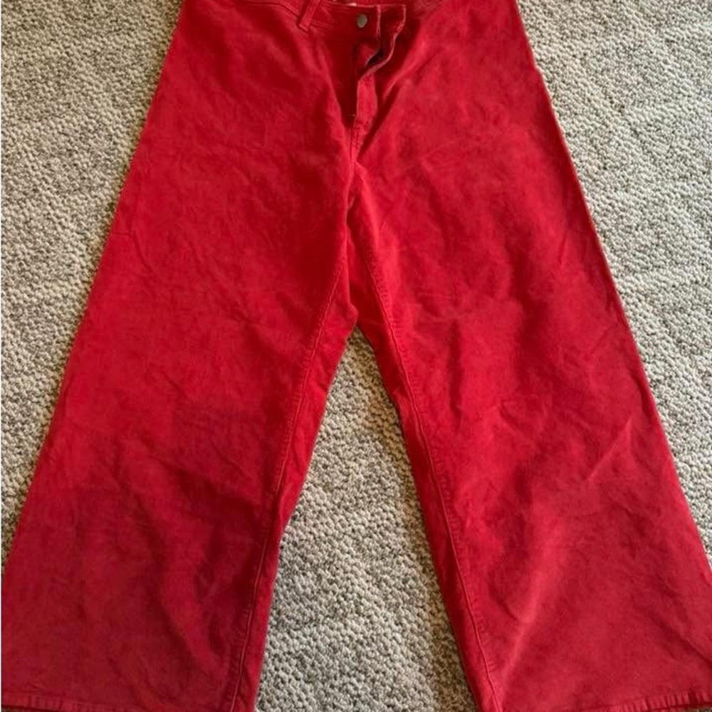 Vibrant Red Wide-Leg Pants